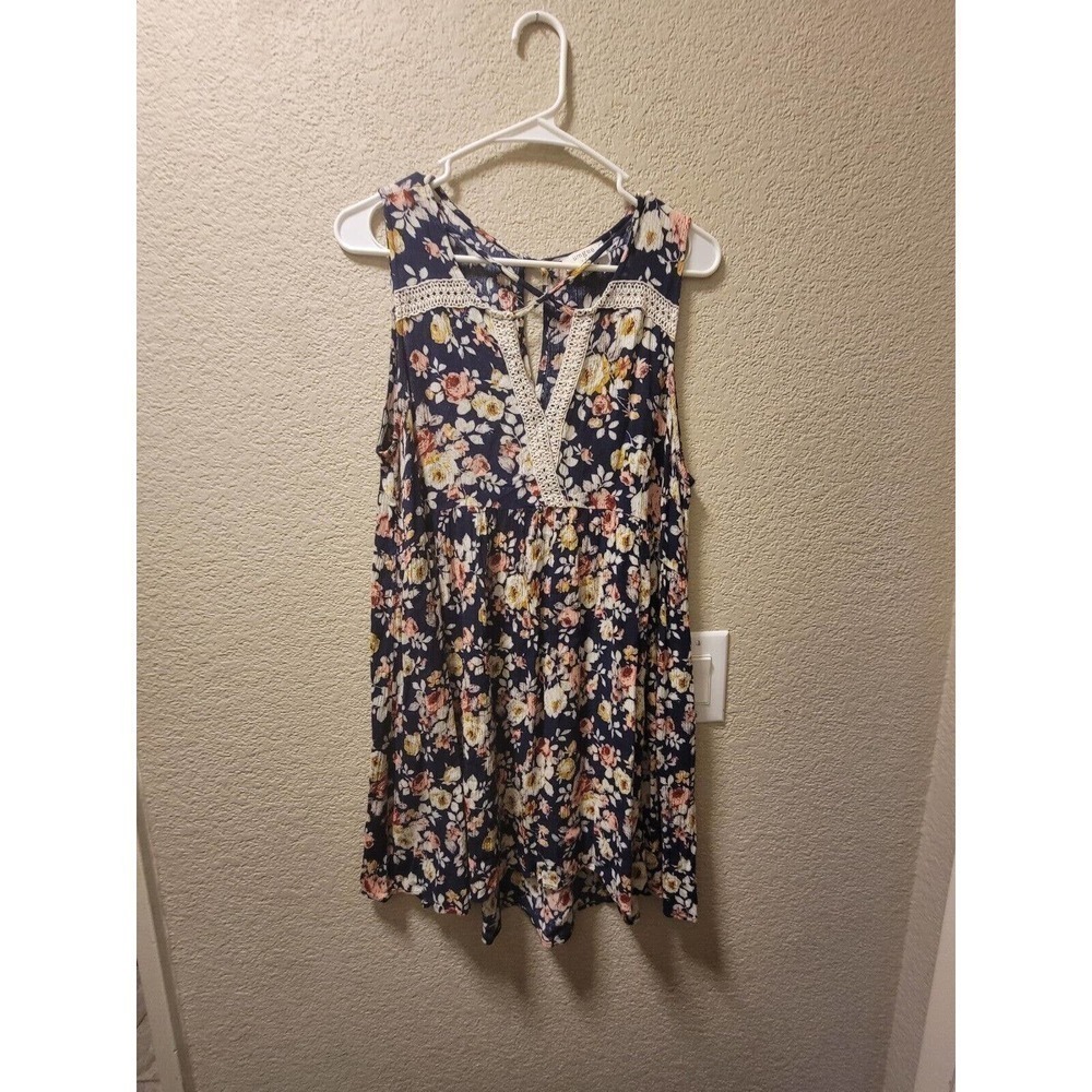 Umgee Navy Floral Mini Dress Size Medium